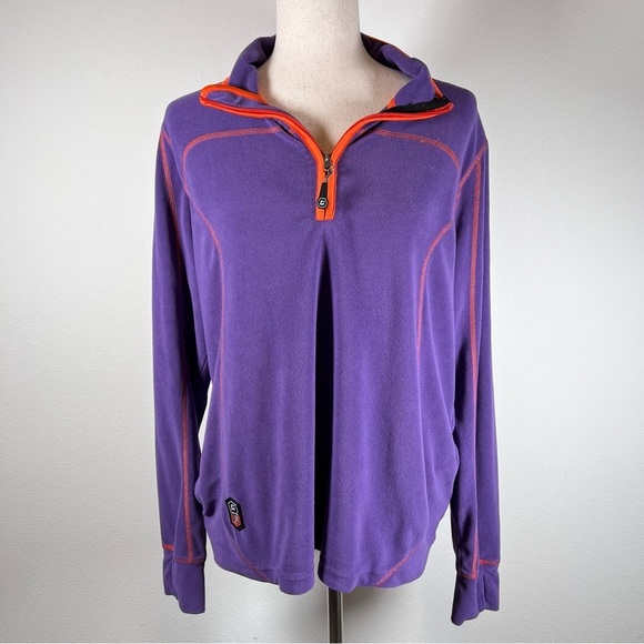 Killtec Women's Fleece Level 3 Size 14 Purple Orange Quarterzip Pullover Outdoor - Picture 1 of 14